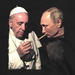 Путин и Папата – Сатиричен Забавен Дизайн Тениска