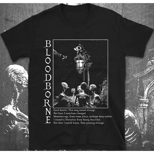 Bloodborne Винтидж Фентъзи Тениска – Вдъхновена от Тъмни Готик Soulslike Игри