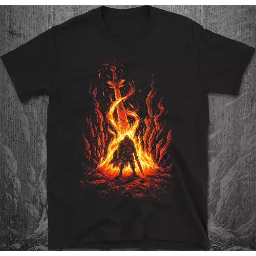 Тениска Chosen Undead Through The Bonfire – Вдъхновена от Dark Souls
