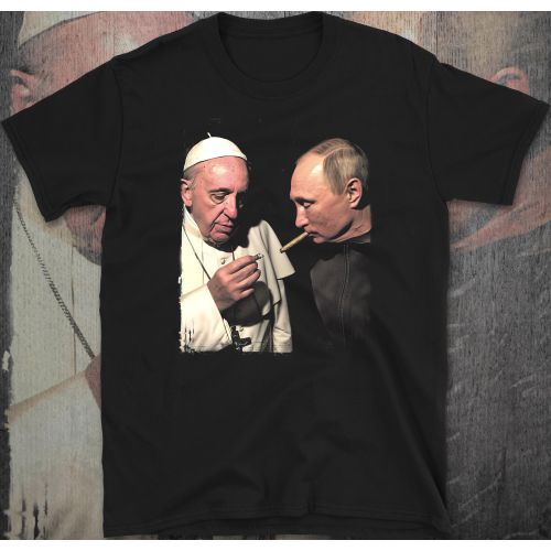 Путин и Папата – Сатиричен Забавен Дизайн Тениска