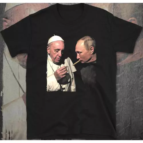 Путин и Папата – Сатиричен Забавен Дизайн Тениска